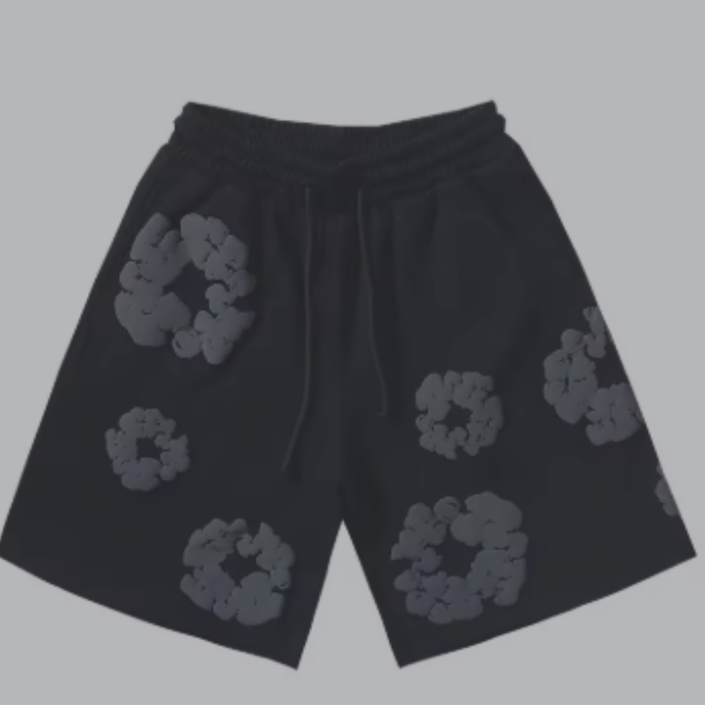 Denim Tears Cotton Wreath Shorts 'Triple Black'