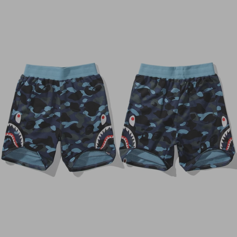 Bape Shorts 'Double Shark' Blue