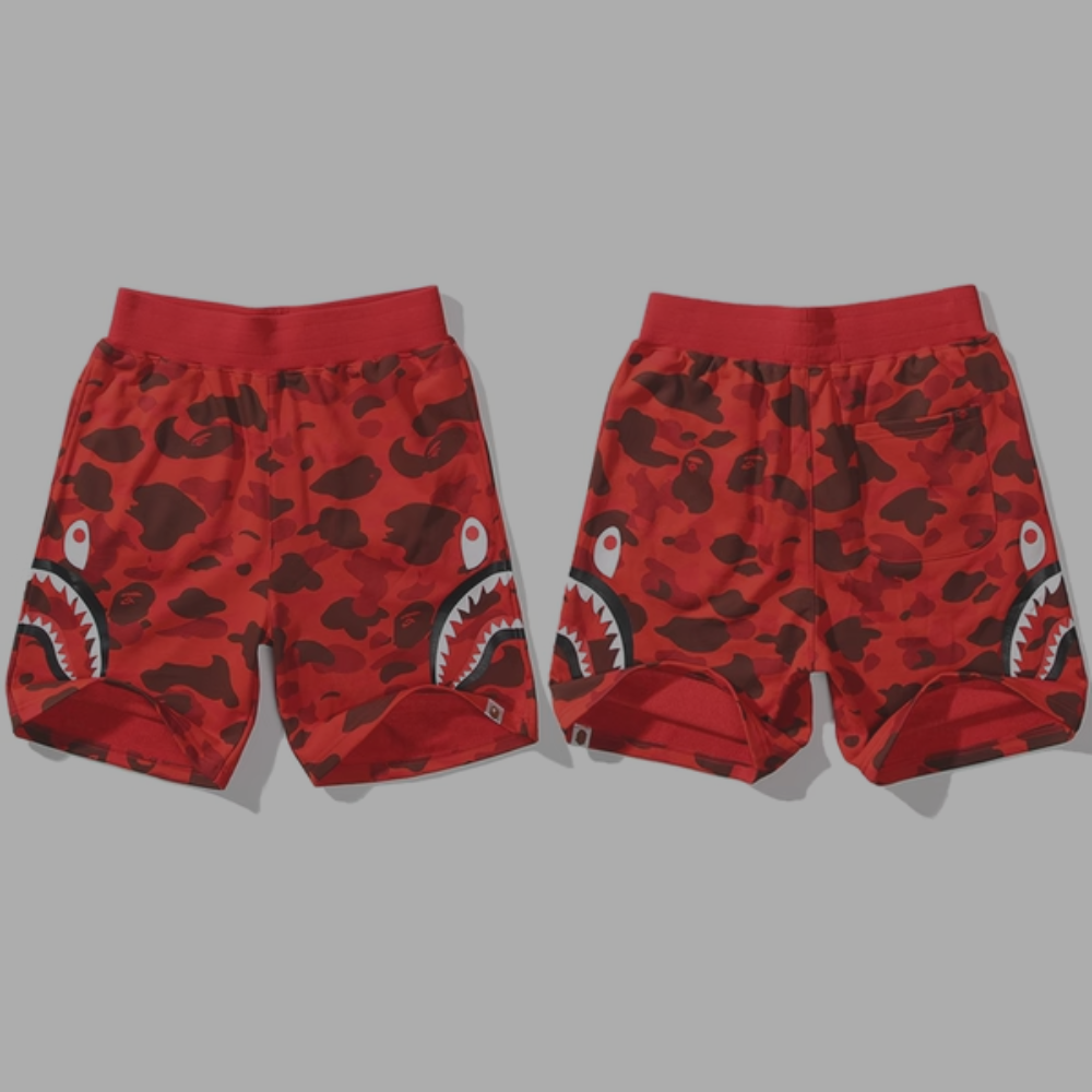 Bape Shorts 'Double Shark' Red