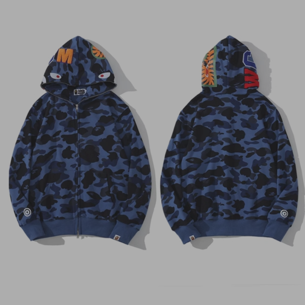 Bape Hoodie 'Shark Hood' Blue