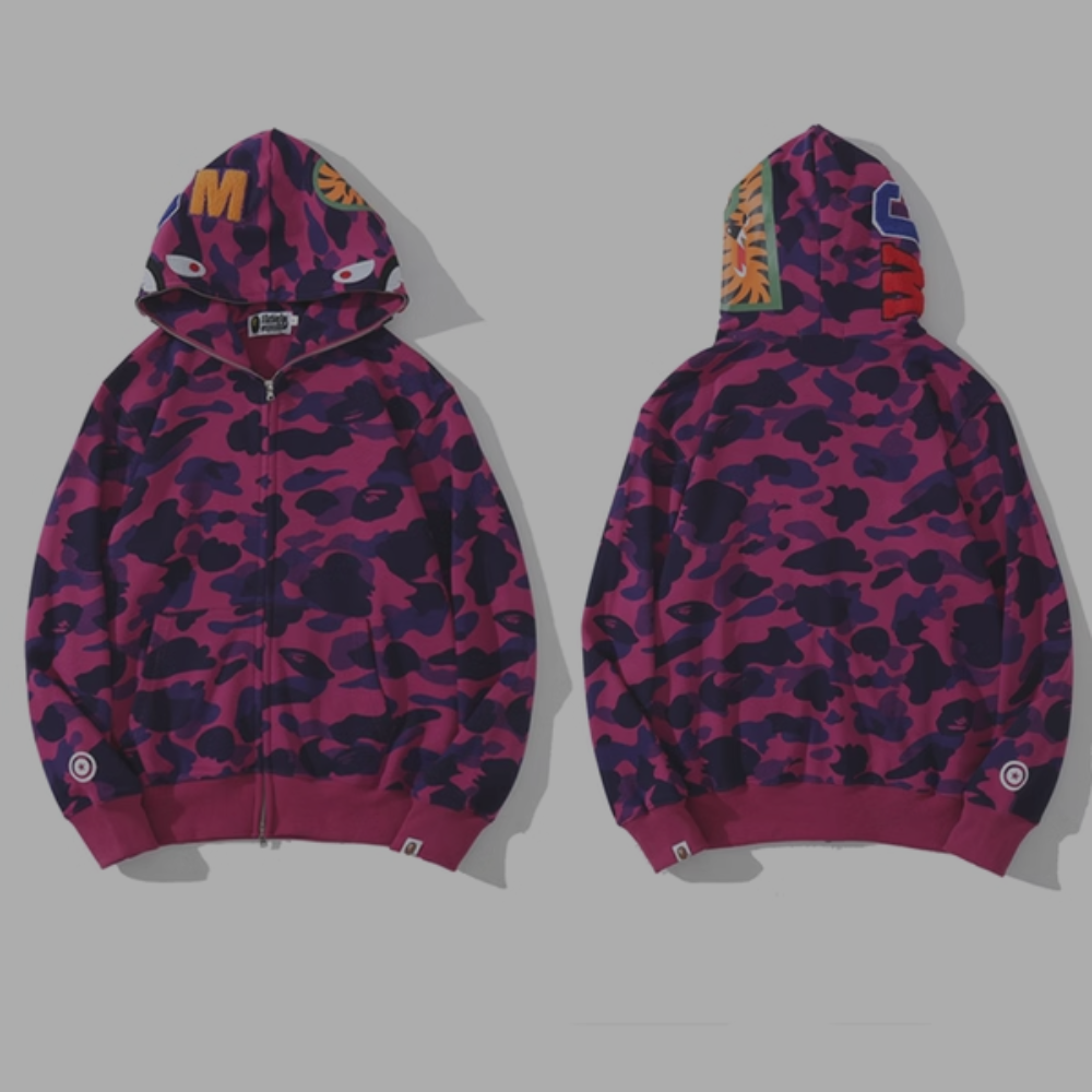 Bape Hoodie 'Face Zip-Up' Purple