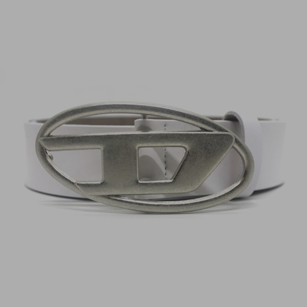 Diesel Belt White 'Silver Buckle'