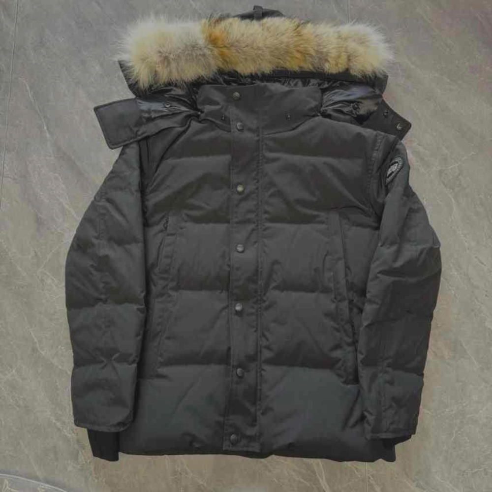 Canada Goose Puffer Jacket Fur Hoodie 'Black'
