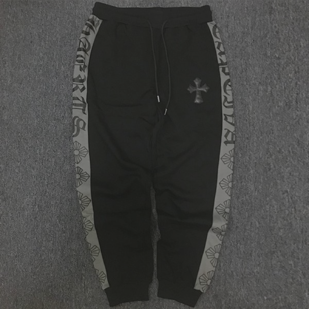 Chrome Hearts Sweatpants 'White Side Stripe' Black