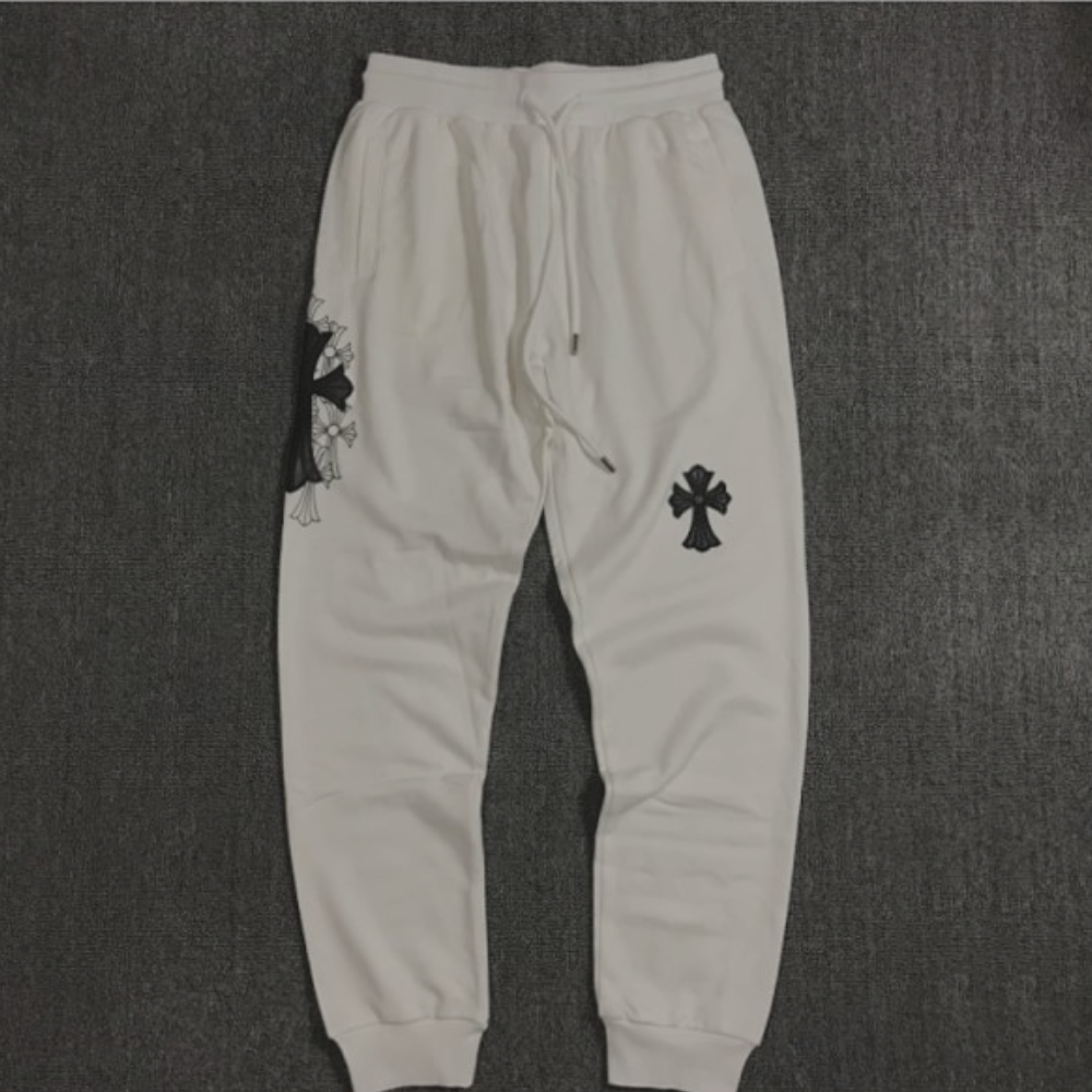 Chrome Hearts Sweatpants 'Black Crosses' White