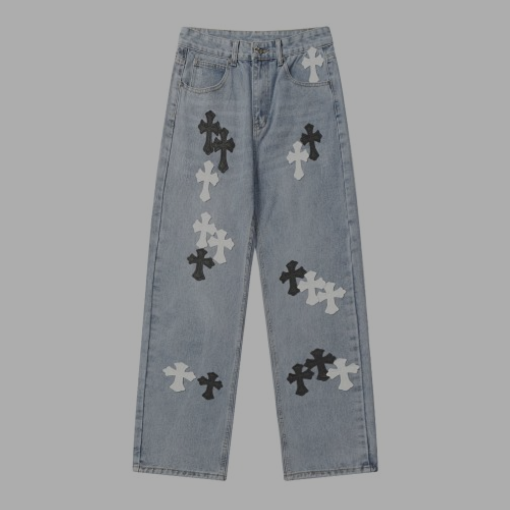 Chrome Hearts 'Black/White Crosses' Ice Blue