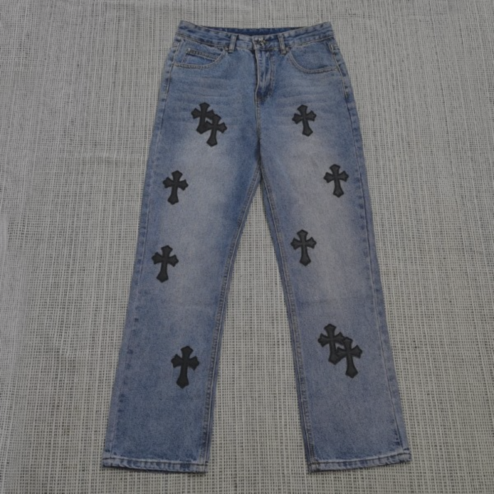 Chrome Hearts Jeans 'Black Crosses' Blue Denim
