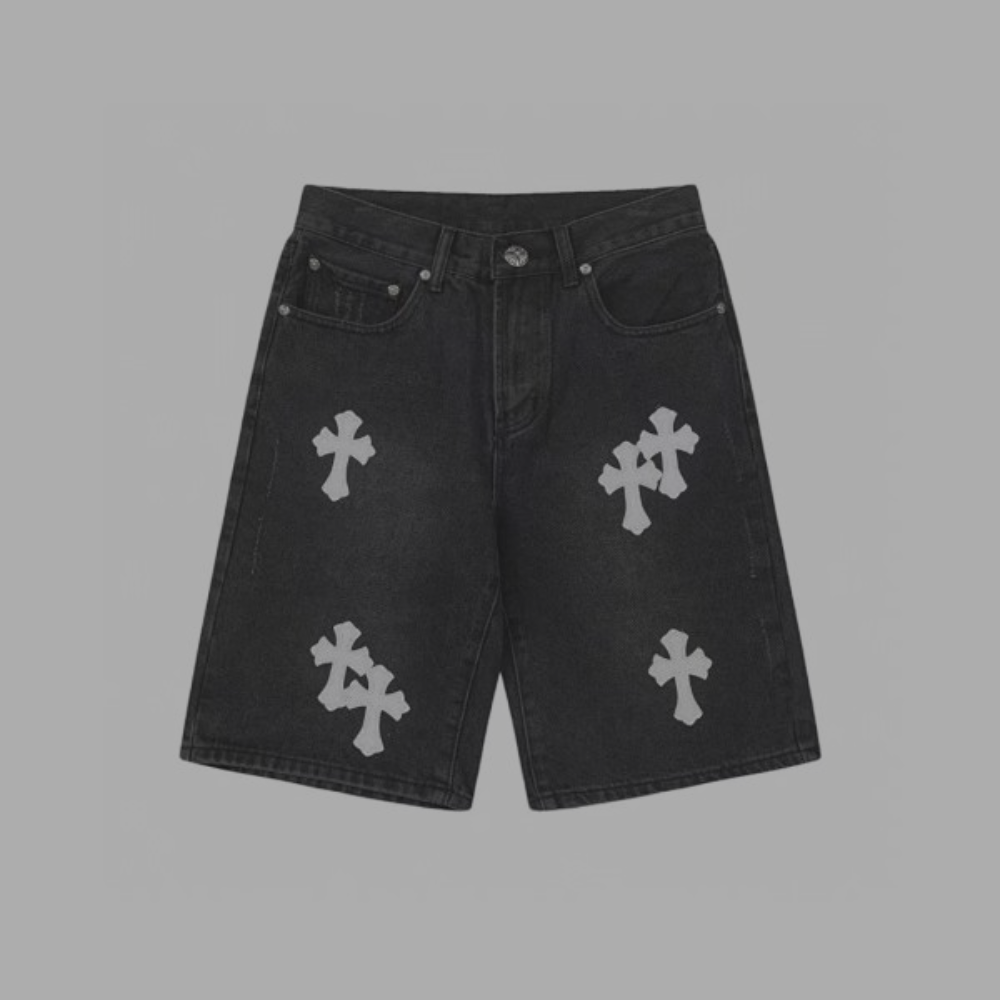 Chrome Hearts Jorts Black Denim 'White Crosses'