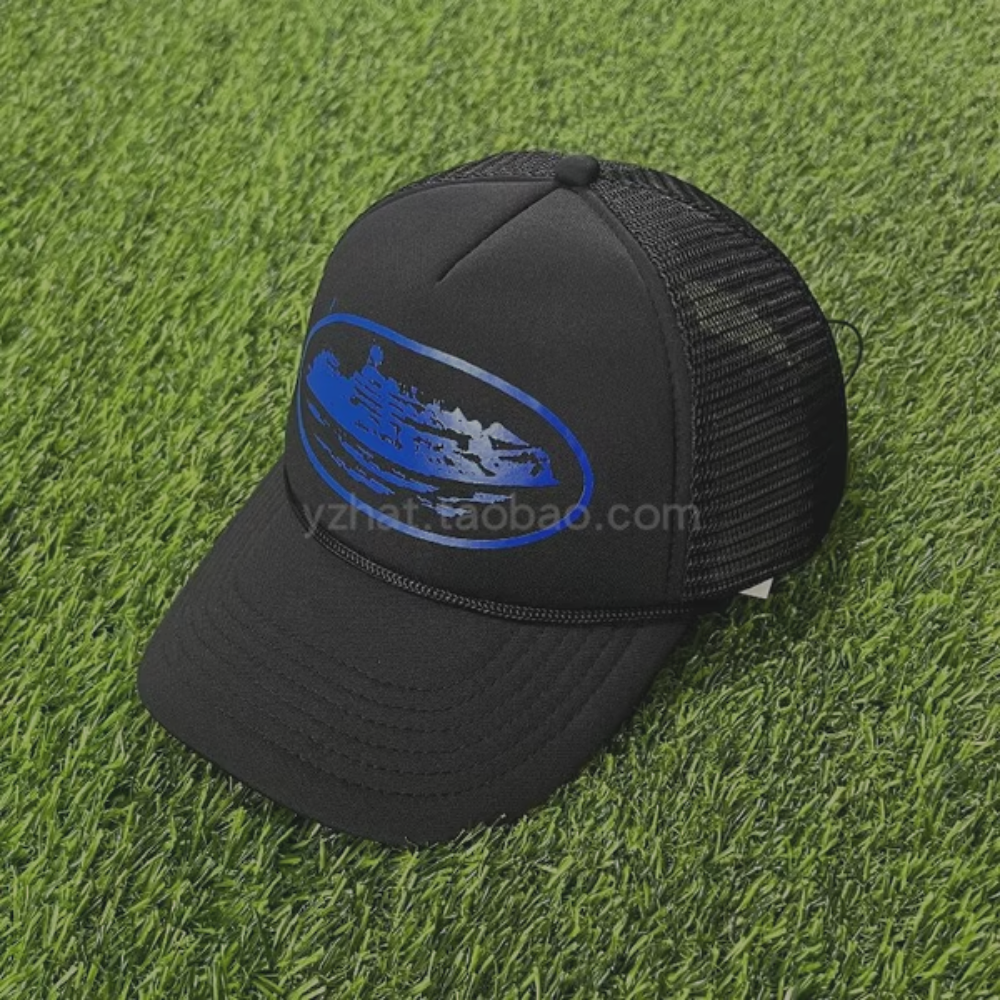 Corteiz Trucker Hat Blue Logo 'Black'