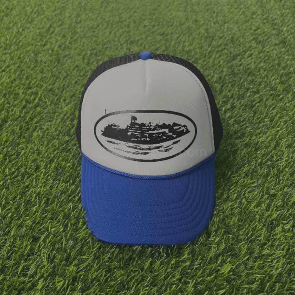 Corteiz Trucker Hat Black Logo 'Blue/White'