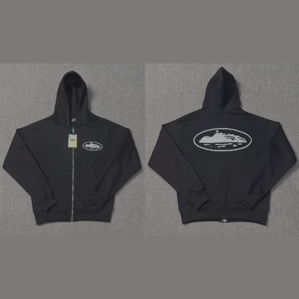 Corteiz Zip-Up Hoodie 'Mountain' Black