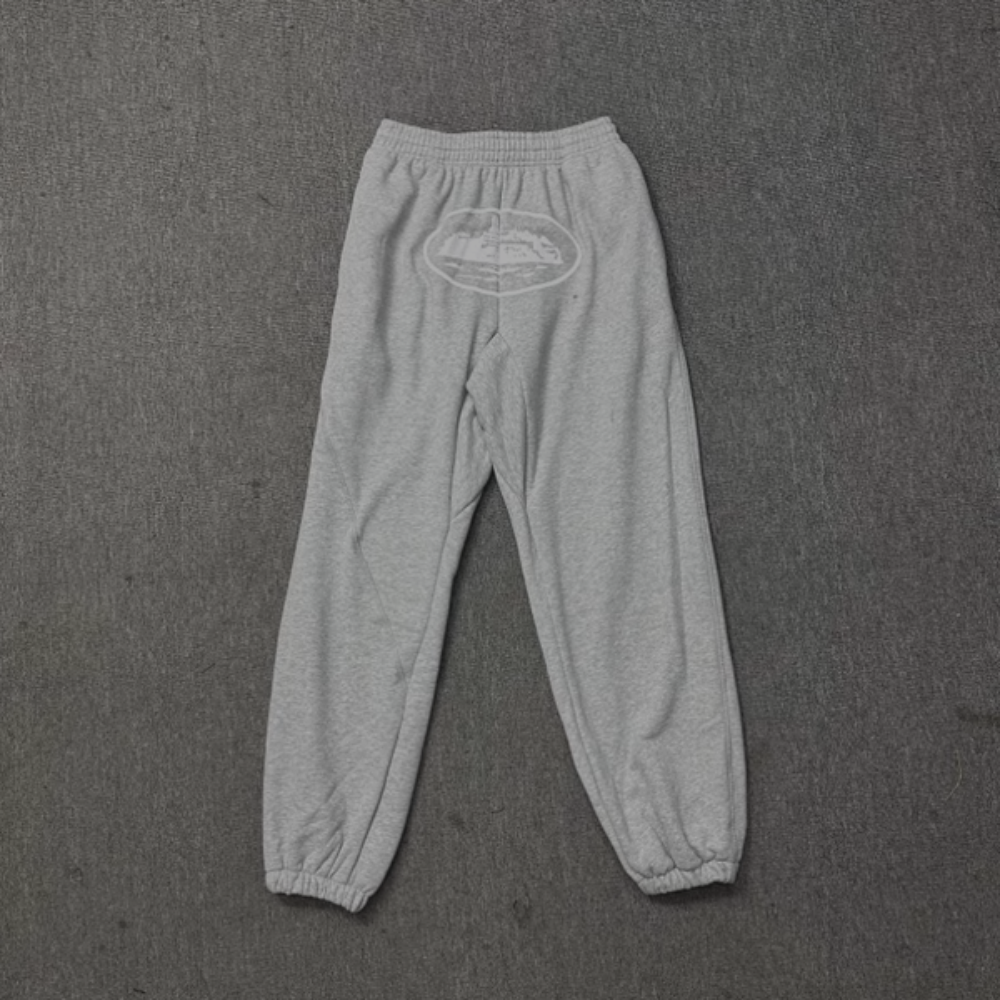 Corteiz Sweatpants White Logo 'Grey'