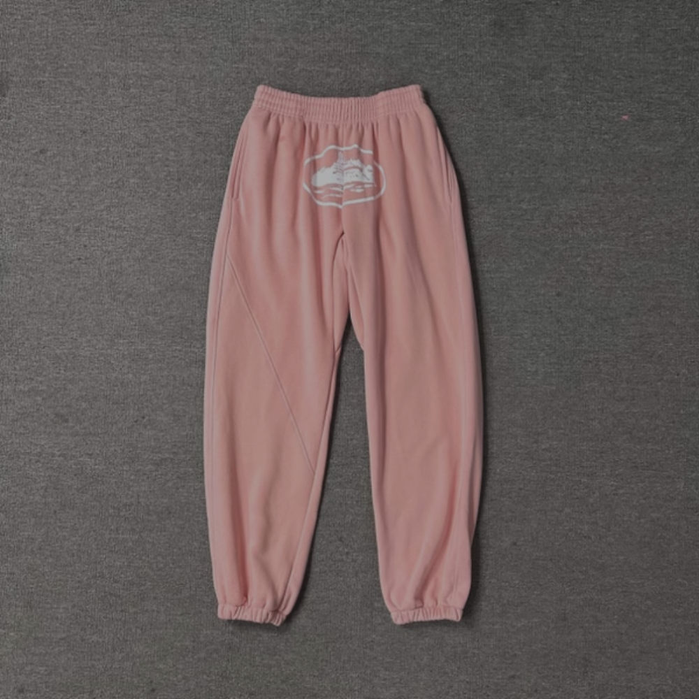 Corteiz Sweatpants White Logo 'Pink'