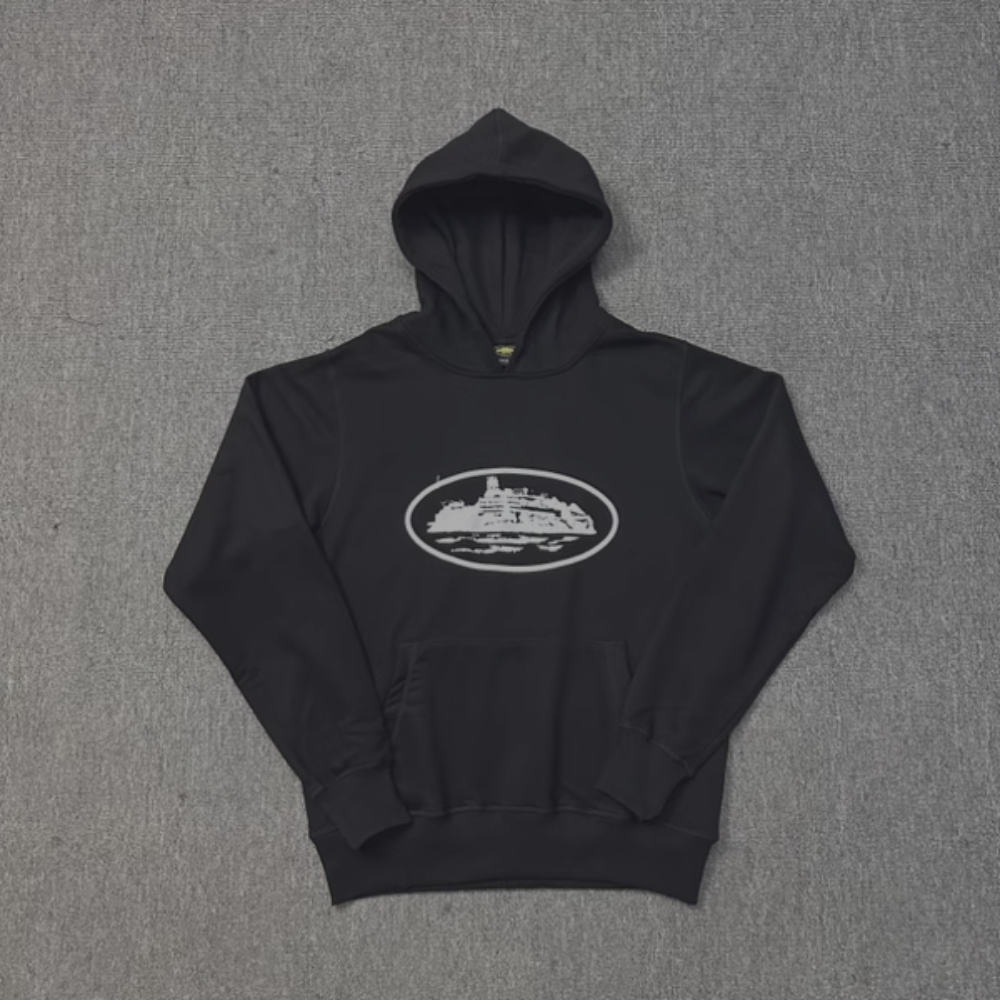 Corteiz Hoodie 'White Text' Black