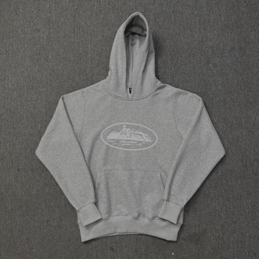Corteiz Hoodie 'White Text' Grey