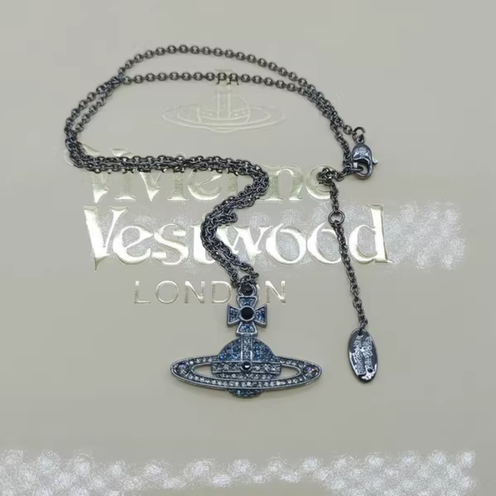 Vivienne Westwood Saturn Necklace 'Dark Blue'