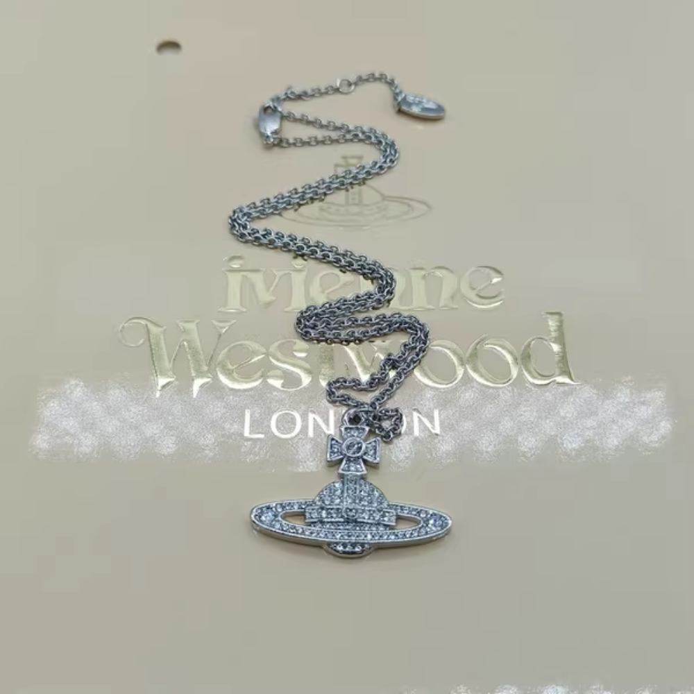 Vivienne Westwood Saturn Necklace 'Crystal Blue'