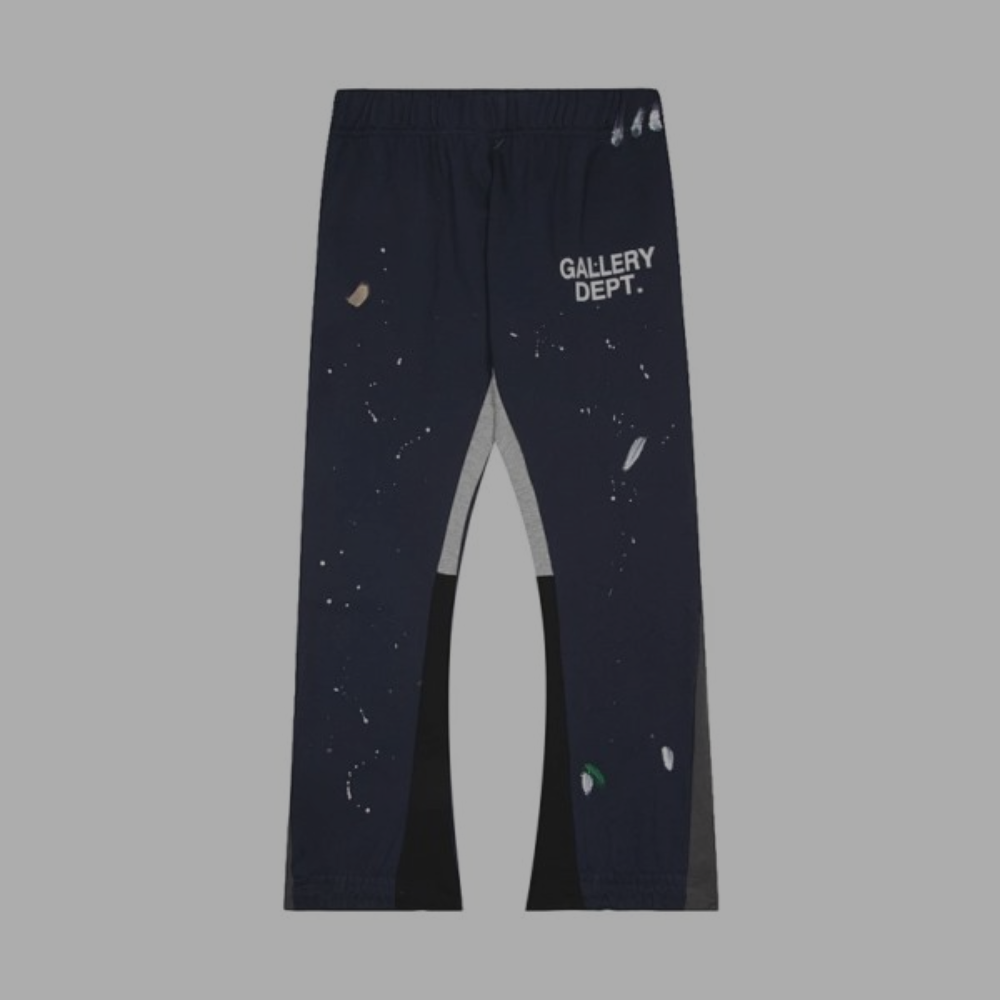 Gallery Dept. Flared Sweatpants 'Multi-C Paint Splatter' Dark Blue