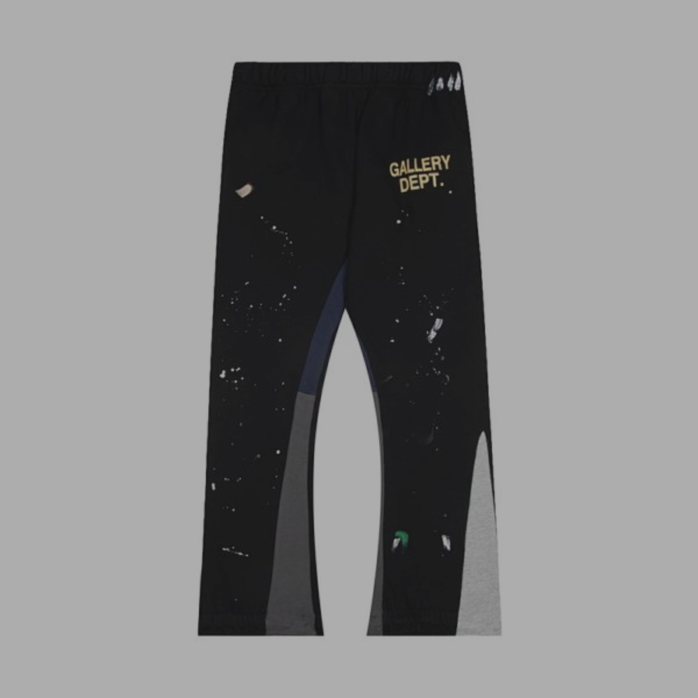 Gallery Dept. Flared Sweatpants 'Multi-C Paint Splatter' Black
