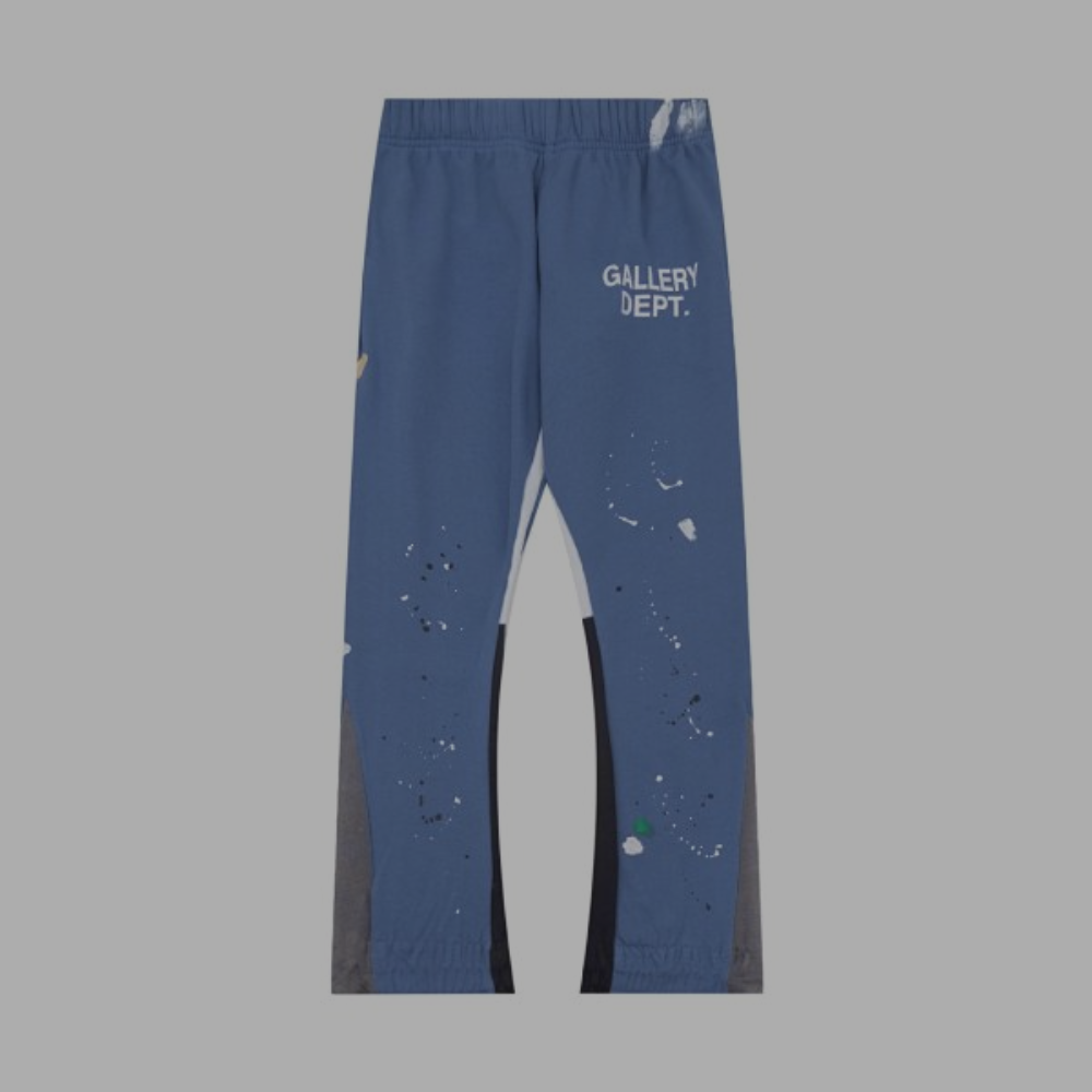 Gallery Dept. Flared Sweatpants 'Multi-C Paint Splatter' Blue
