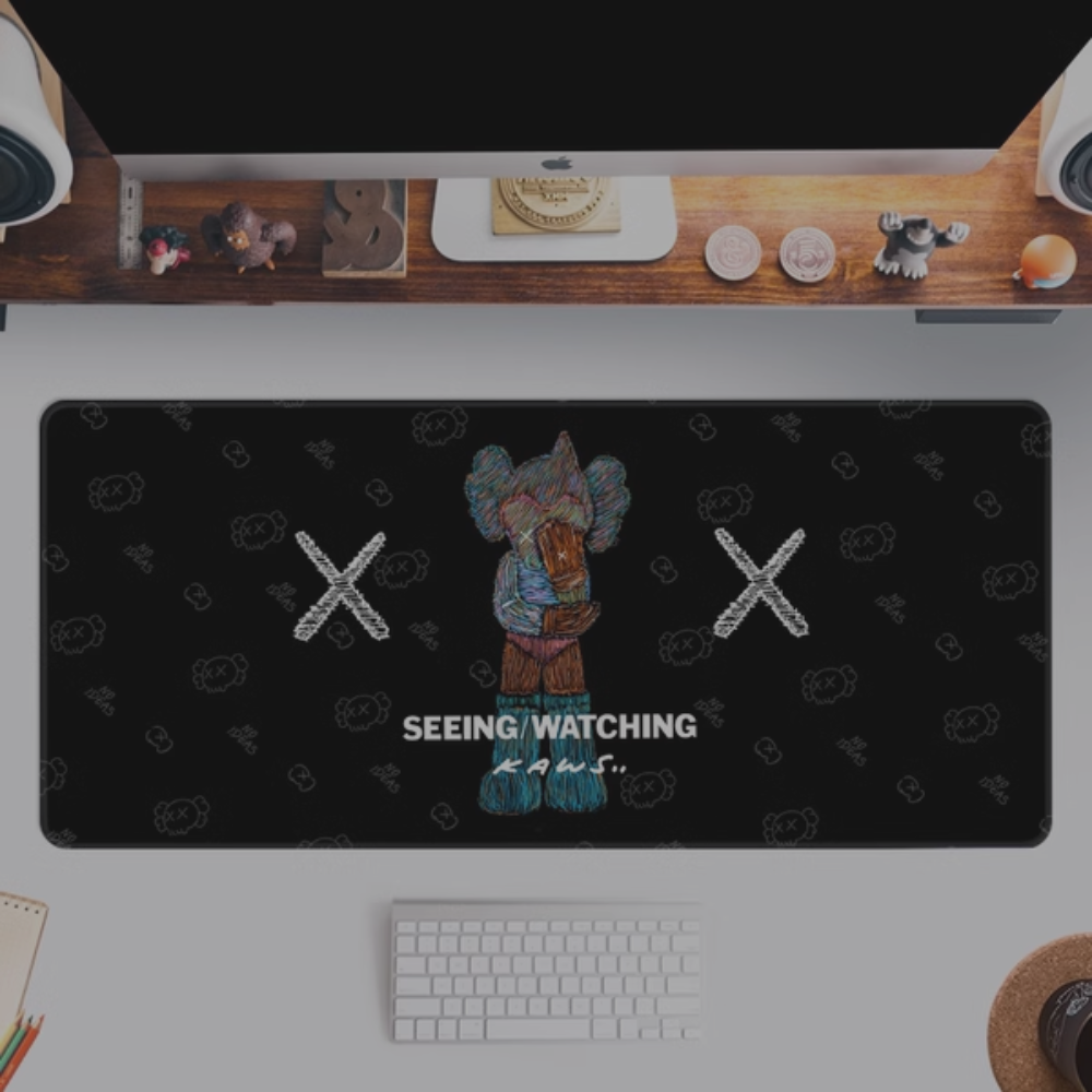 Kaws Mousepad Black Pattern 'Seeing Watching'