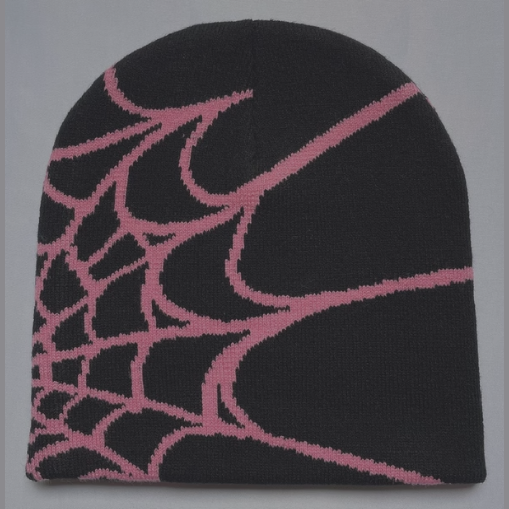 Spider Beanie 'Black - Pink Web'