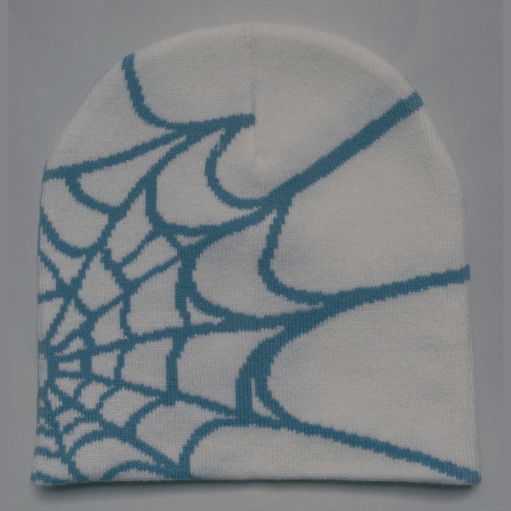 Spider Beanie 'White - Blue Web'