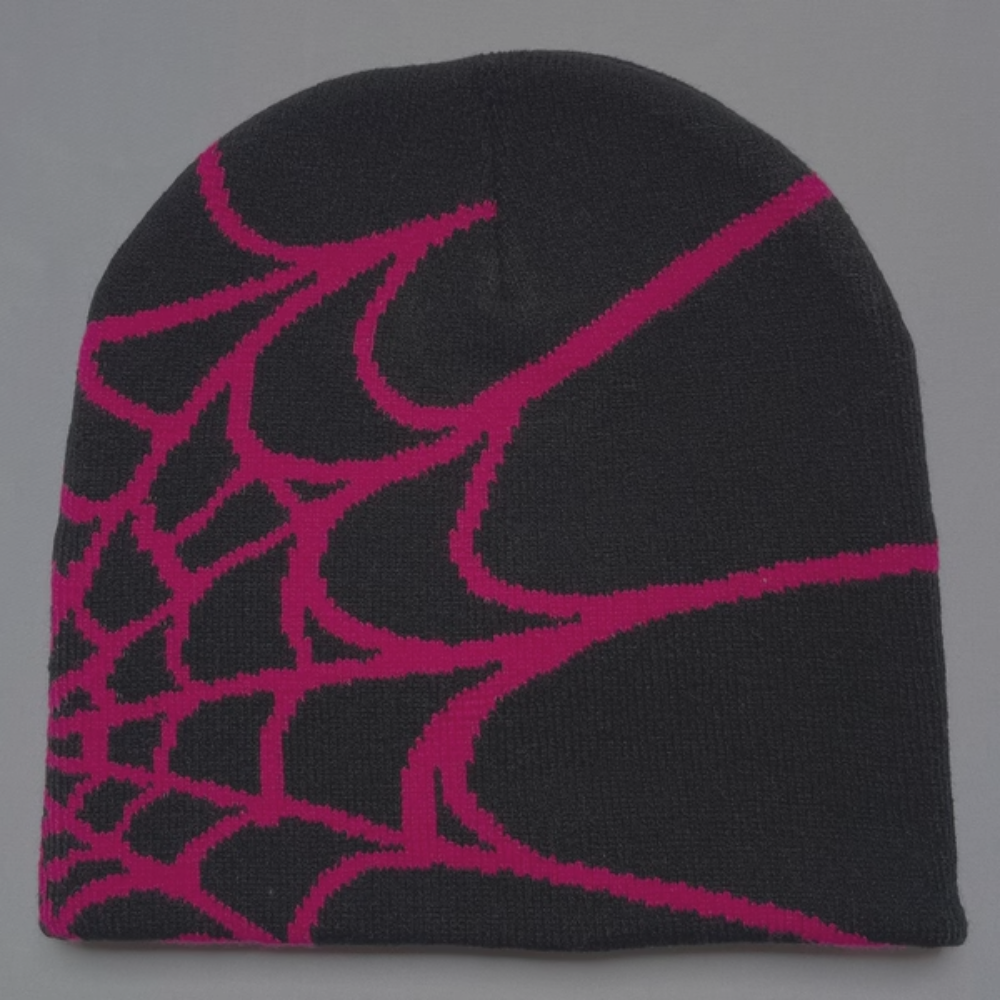 Spider Beanie 'Black - Pink Web'
