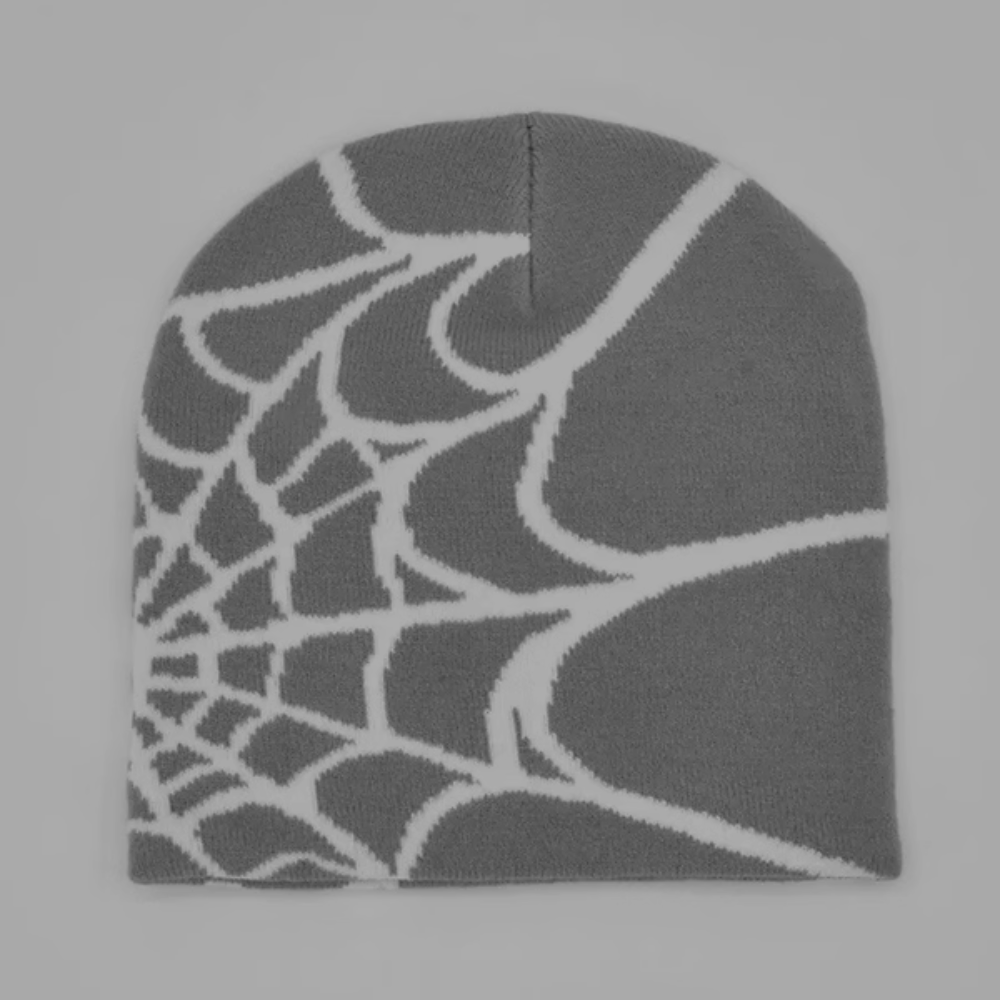 Spider Beanie 'Grey - White Web'
