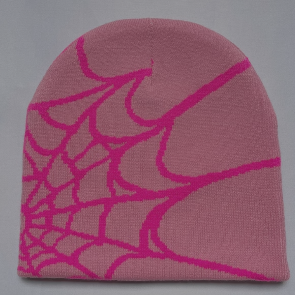 Spider Beanie 'Light Pink- Dark Web'