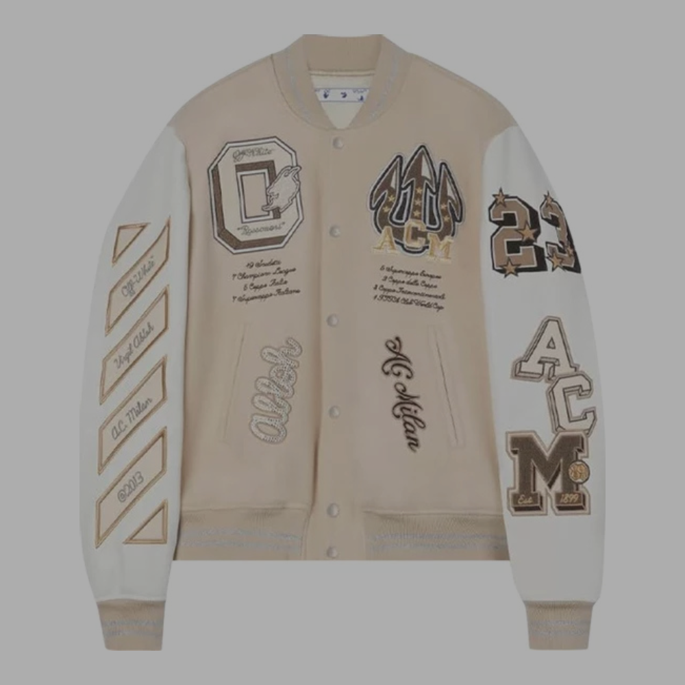 Off White x AC Milan Varsity Jacket 'Cream'