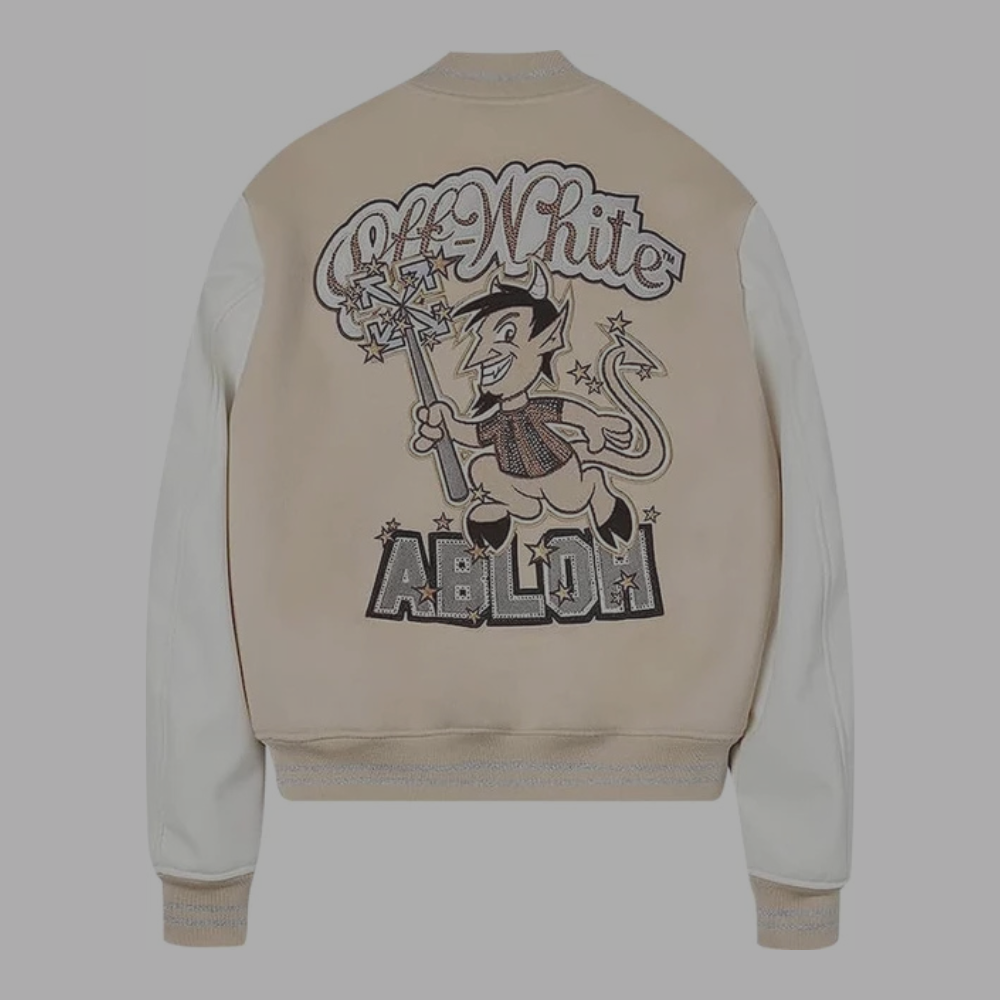 Off White x AC Milan Varsity Jacket 'Cream'