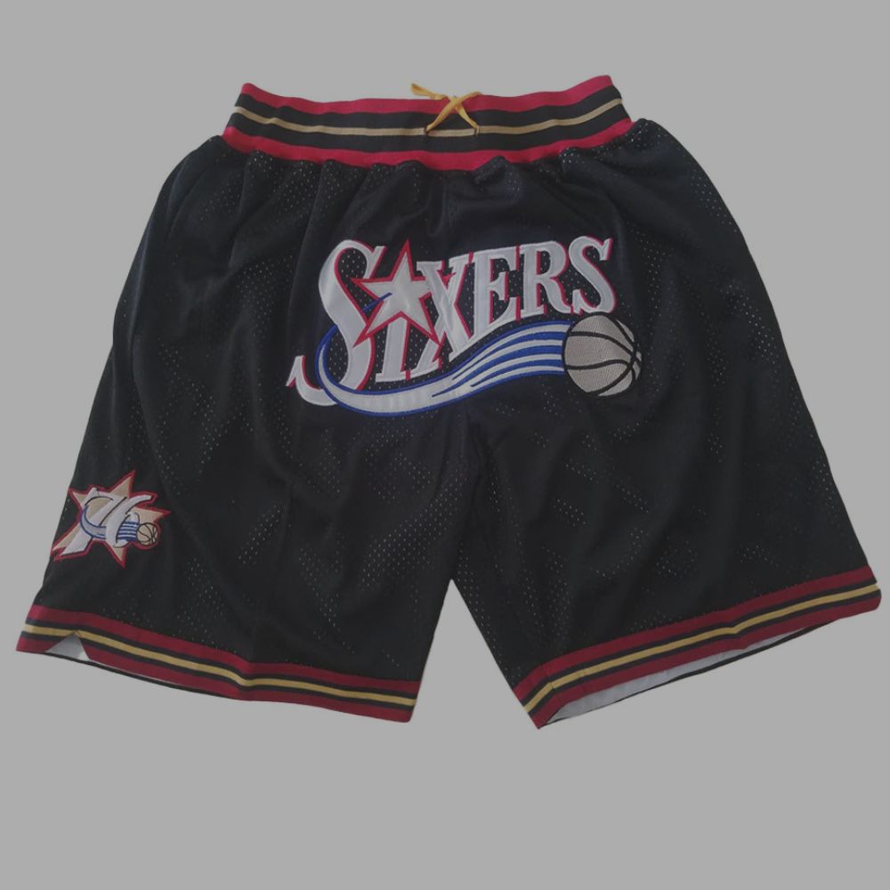 Retro Philadelphia 76ers Black NBA Shorts
