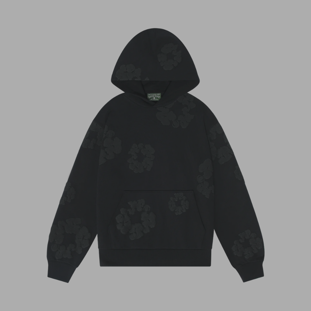 Denim Tears Cotton Wreath Pullover Hoodie 'Mono Black'