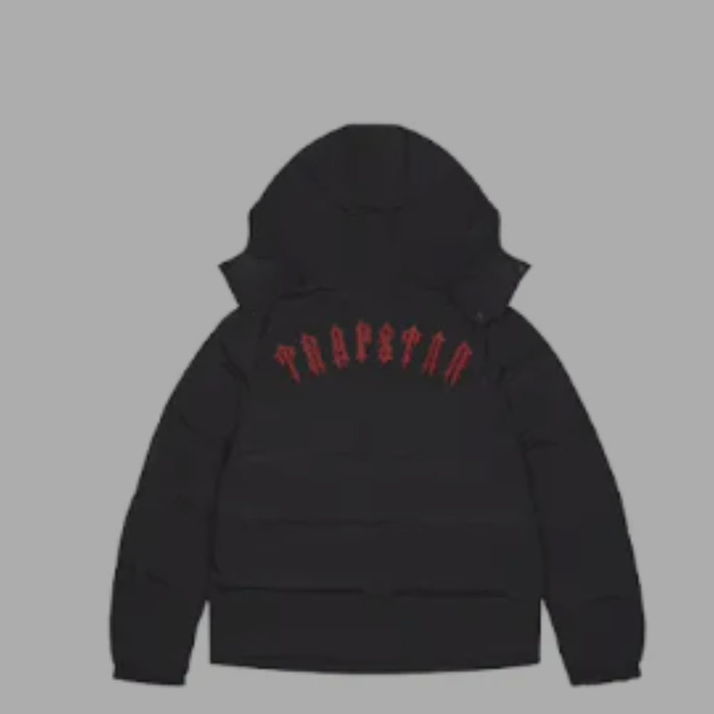 Trapstar Puffer Hoodie Black 'Red'