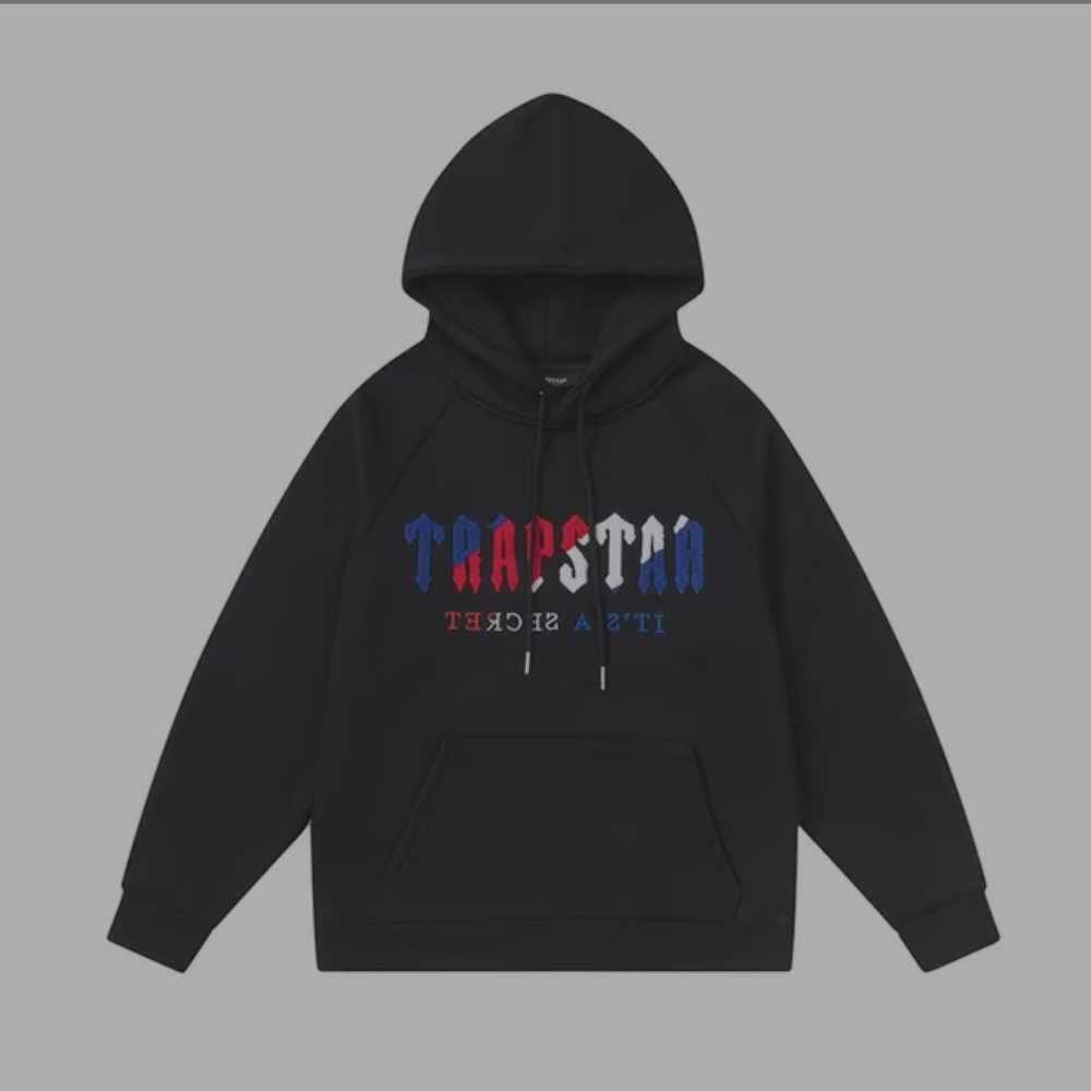 Trapstar Hoodie Black 'Blue-Red-White'