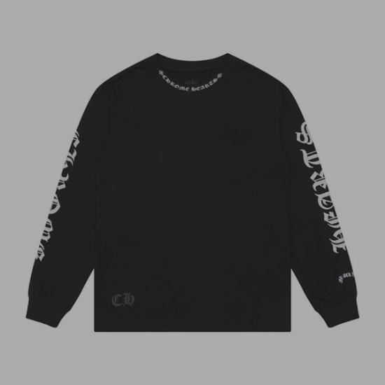 Chrome Hearts Long Sleeve Collar Print Black