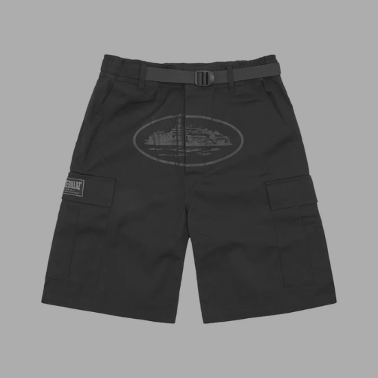 Corteiz Alcatraz Cargo Shorts 'Triple Black'