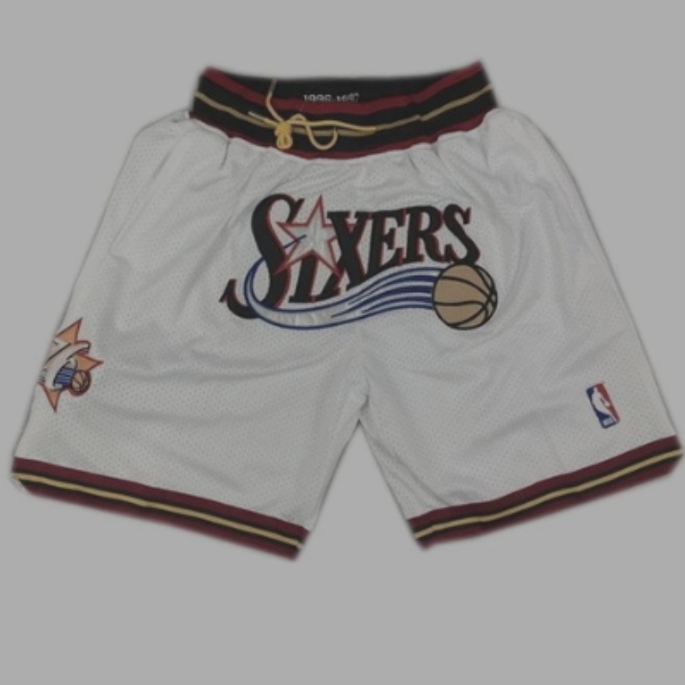 Retro Philadelphia 76ers White NBA Shorts