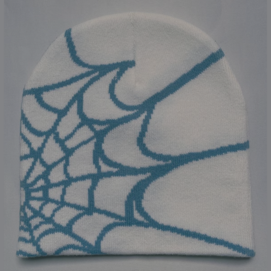 Spider Beanie 'White - Blue Web'
