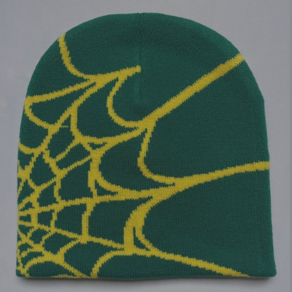 Spider Beanie 'Green - Yellow Web'